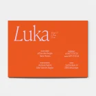 Achterkant van het lila typografische geboortekaartje Luka met de geboortegegevens van de baby