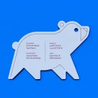 Achterkant van het blauwe berenkaartje Vic met de geboortegegevens van de baby