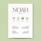 Achterkant van het groene vogelkaartje Noah met de geboortegegevens van de baby